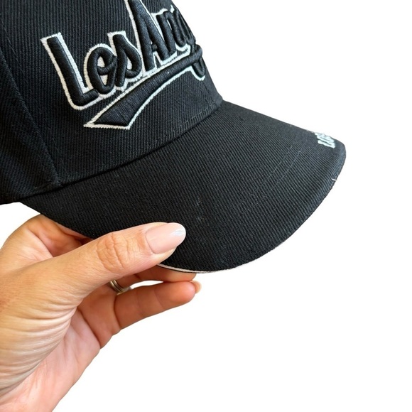 Los Angeles Hat Black Adjustable Baseball Cap LA California Streetwear Casual - Picture 2 of 13